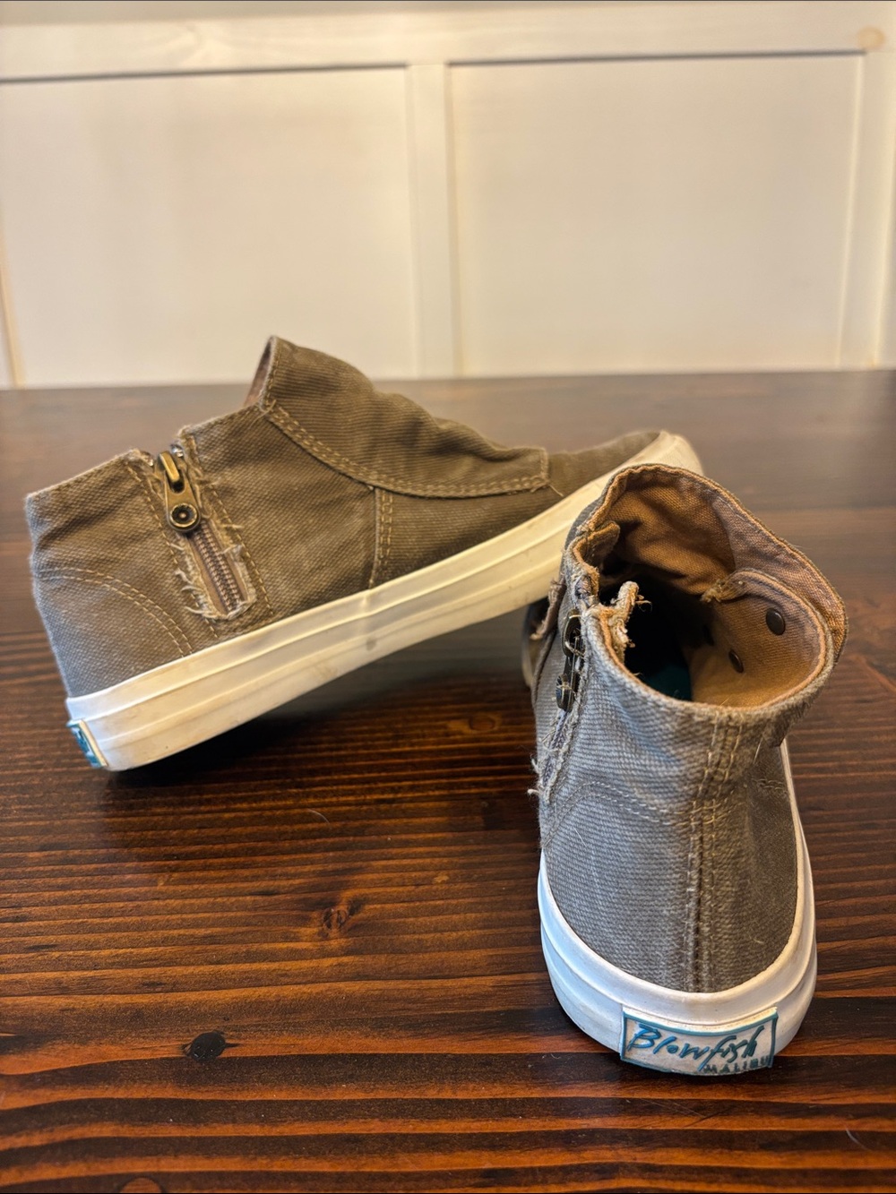 Women’s Blowfish Malibu Casual Canvas High-Top Sneakers/ Booties in olive green